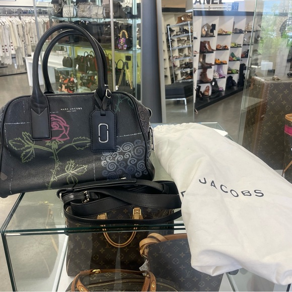 Marc Jacobs Black Satchel with Floral Embroidery - Picture 7 of 8